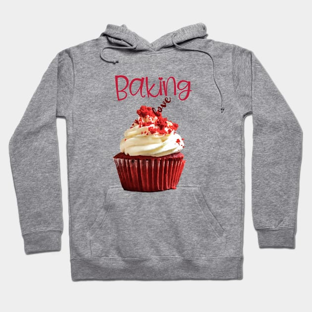 Baking Love Red Velvet Cupcake with Cream Frosting Hoodie by ArtMorfic